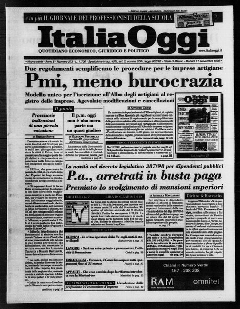 Italia oggi : quotidiano di economia finanza e politica